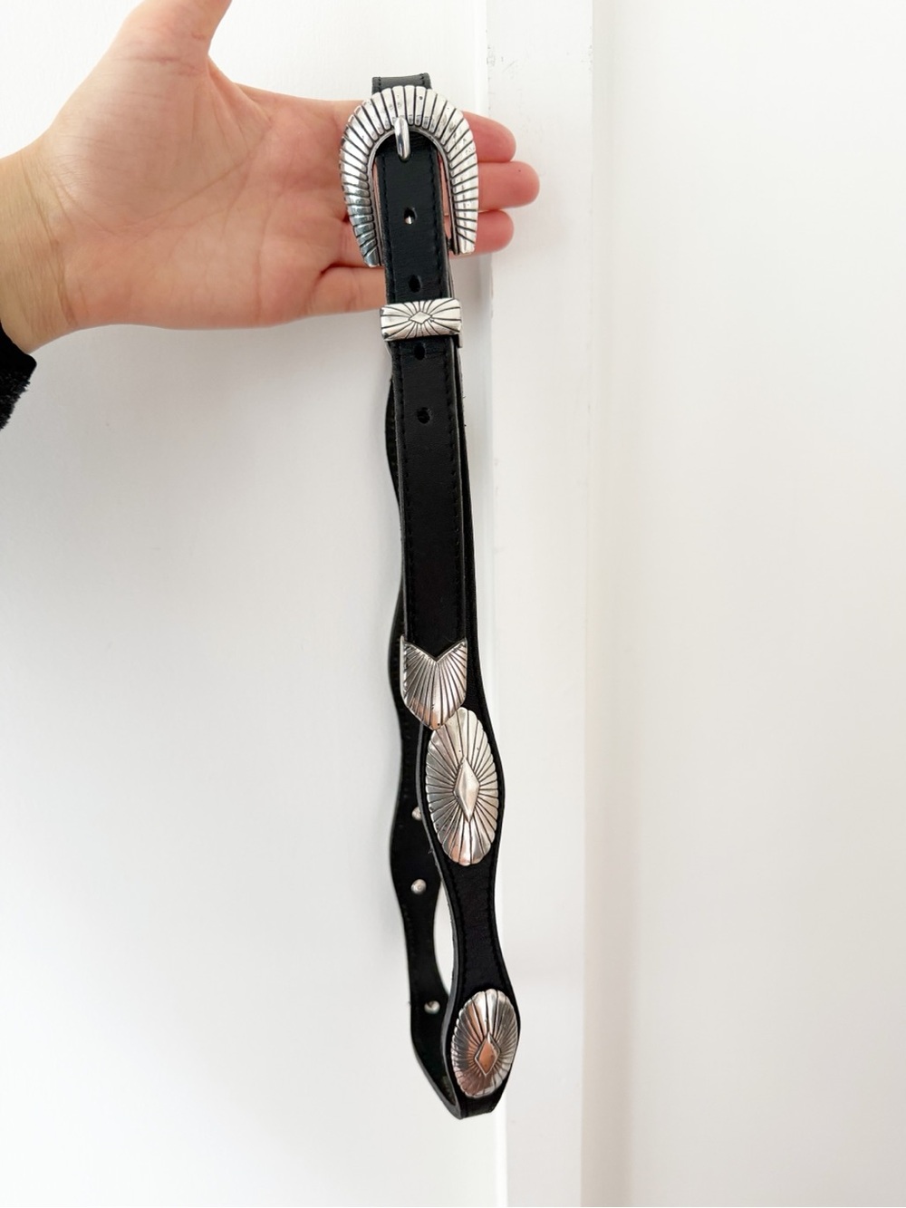 JUSTIN BOOTS vintage black concho belt